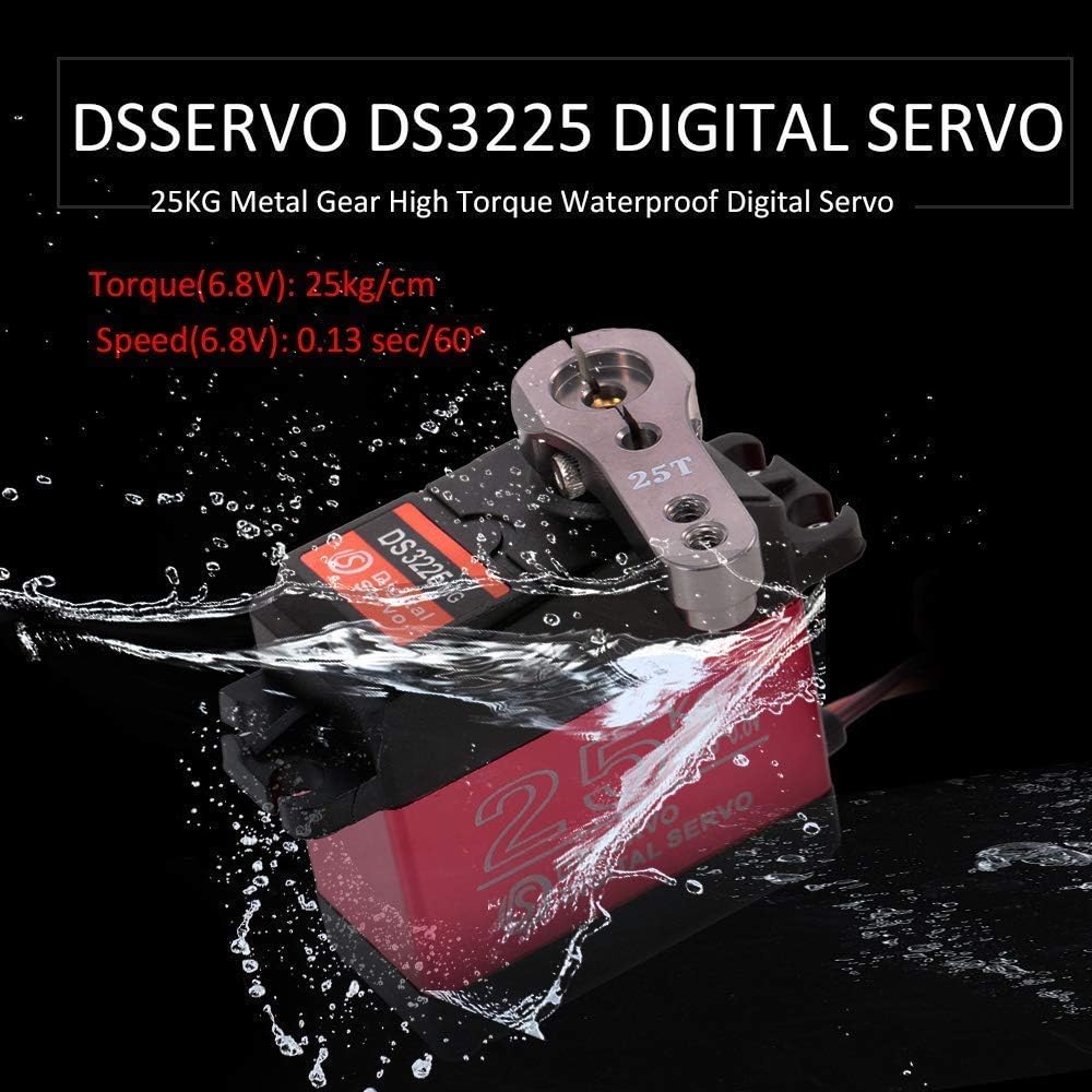 YUNIQUE DEUTSCHLAND Full Metal DS3225 Digital Servomotor 25KG Servo für LKW, Radfahrer 25T für Rennw