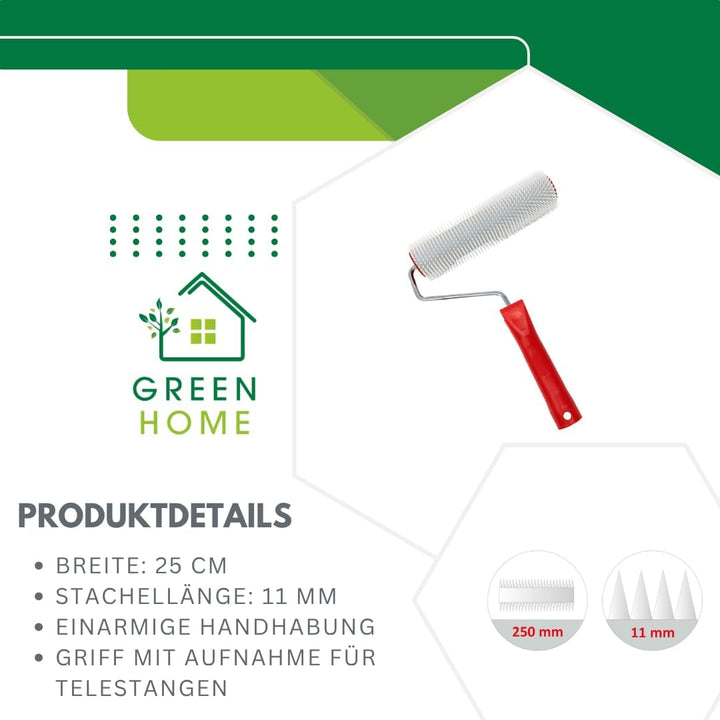 Green Home Entlüftungsroller 25 cm - Stachellänge: 11 mm - Profi-Qualität 25 cm Roller 11 mm - einar