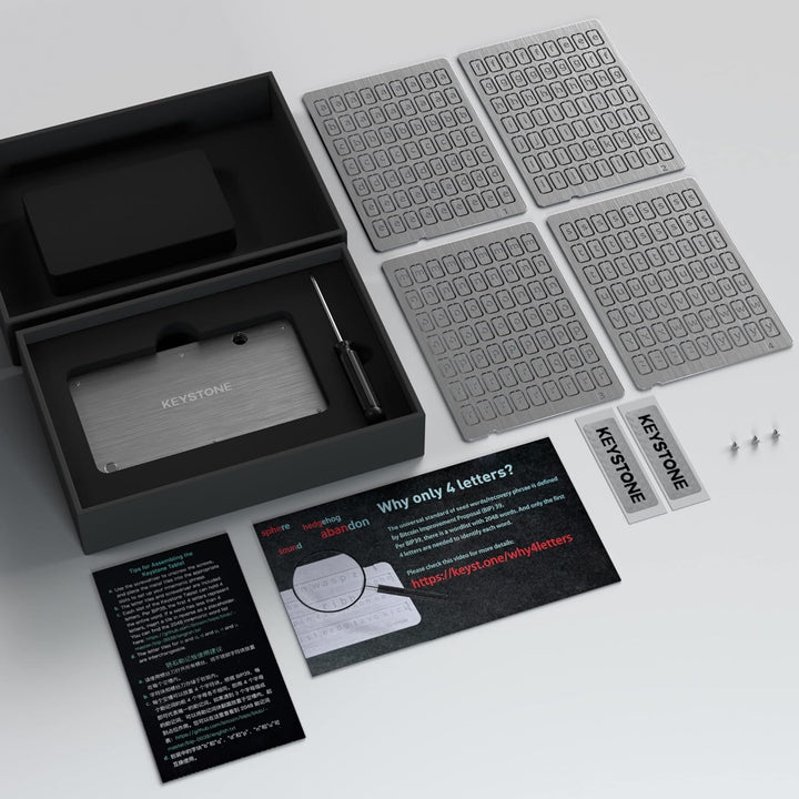 KEYSTONE Crypto Seed Speicher, Crypto Stahl Kapsel Metall Wallet, Cold Speicher Backup, 24 Wörter Bi