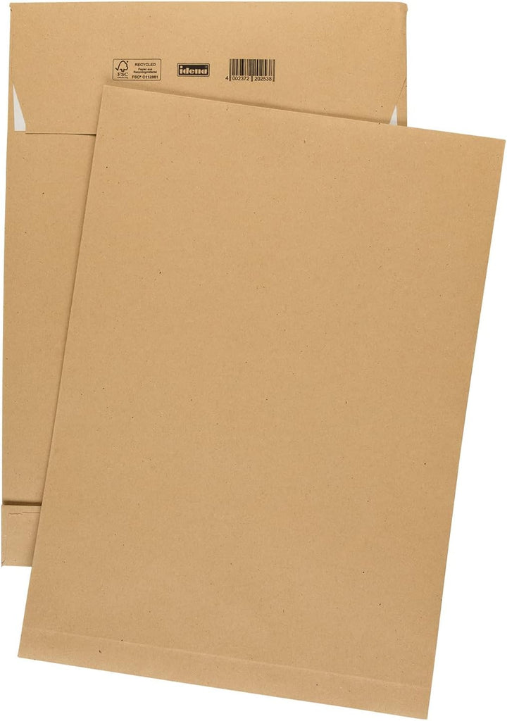 Idena 10253 - Versandtaschen DIN B4, 100 Stück haftklebend, Faltentaschen mit 4 cm Bodenfalte, Umsch