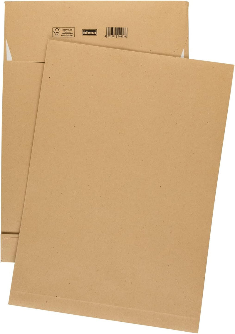 Idena 10253 - Versandtaschen DIN B4, 100 Stück haftklebend, Faltentaschen mit 4 cm Bodenfalte, Umsch