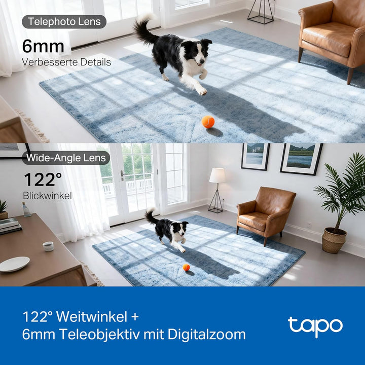 Tapo C245D Dual Kamera Überwachung Innen, 2K Weitwinkel- & Teleobjektiv, 2 Bereiche gleichzeitig übe