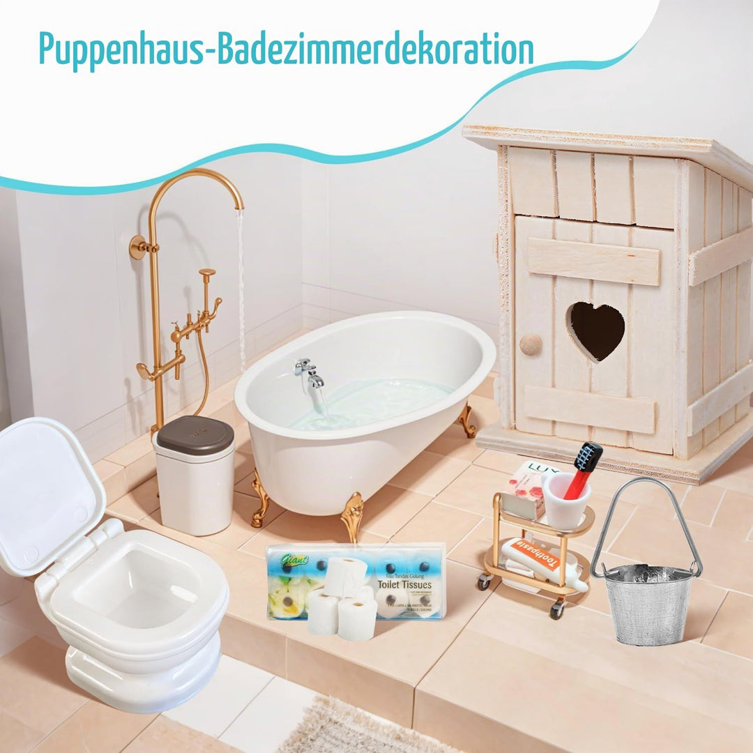 8 Stück Miniatur Toilettenhäuschen Miniatur Deko Badezimmer Puppenhaus Zubehör Wichtel Zubehör Minia