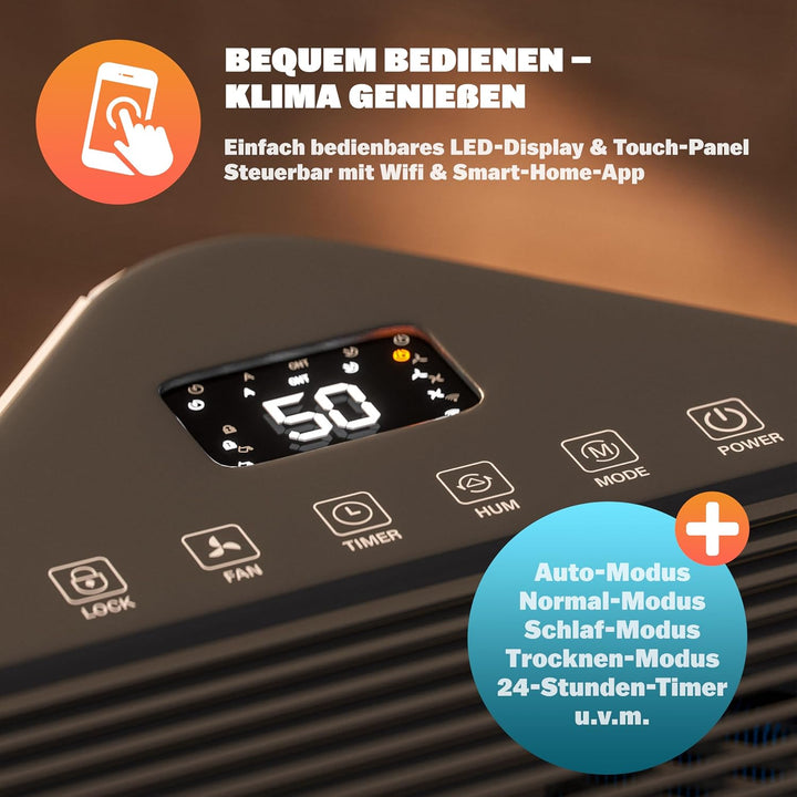 MONZANA® Luftentfeuchter elektrisch 20-30m² 20L/Tag LED-Display 24-Std-Timer Raumentfeuchter Bad Woh