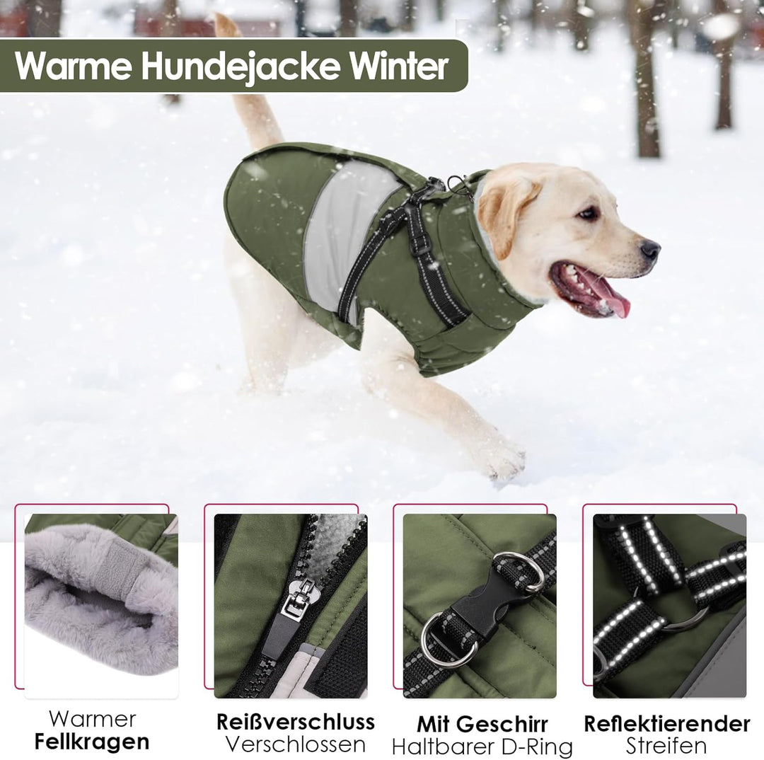 AOFITEE Hundemantel für Kleine Hunde, Wasserdicht Warme Hundejacke mit Geschirr, Winddicht Hunde Win