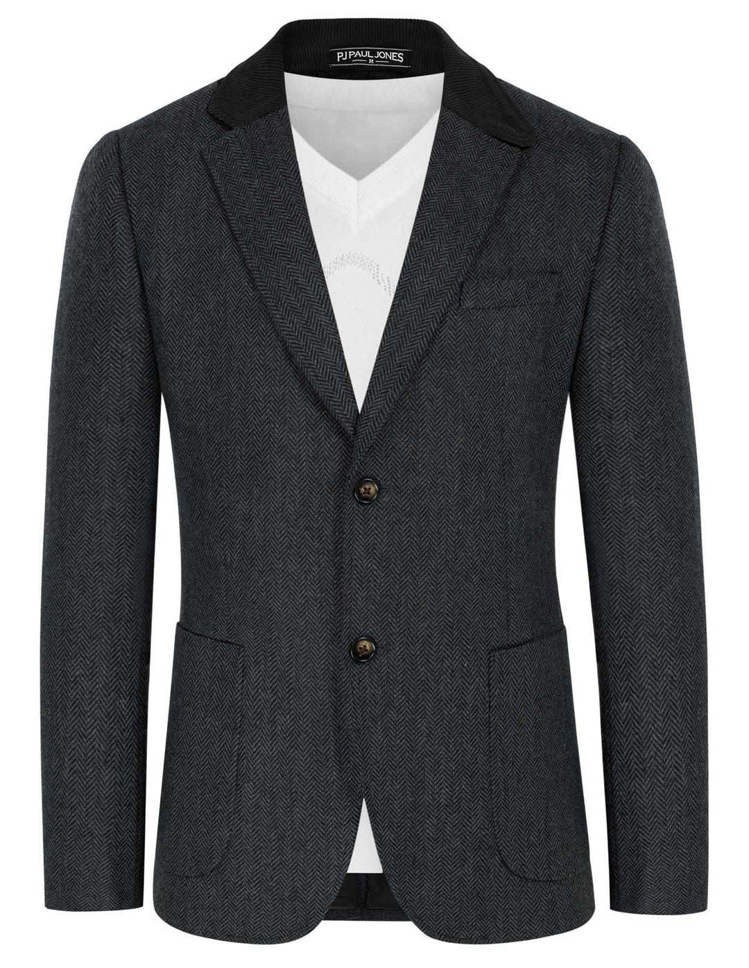 PaulJones Sakko Herren 2 Knöpfe Vintage Blazer Tweed Sakko aus Wollmischung M Grau, M Grau