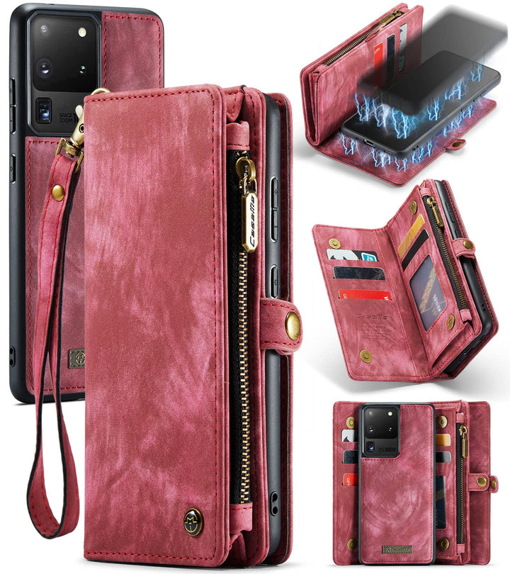UFinetech 2-in-1 Samsung Galaxy S20 Ultra Hülle Tasche Leder TPU Abnehmbar Handy Flip Magnetisch Kar