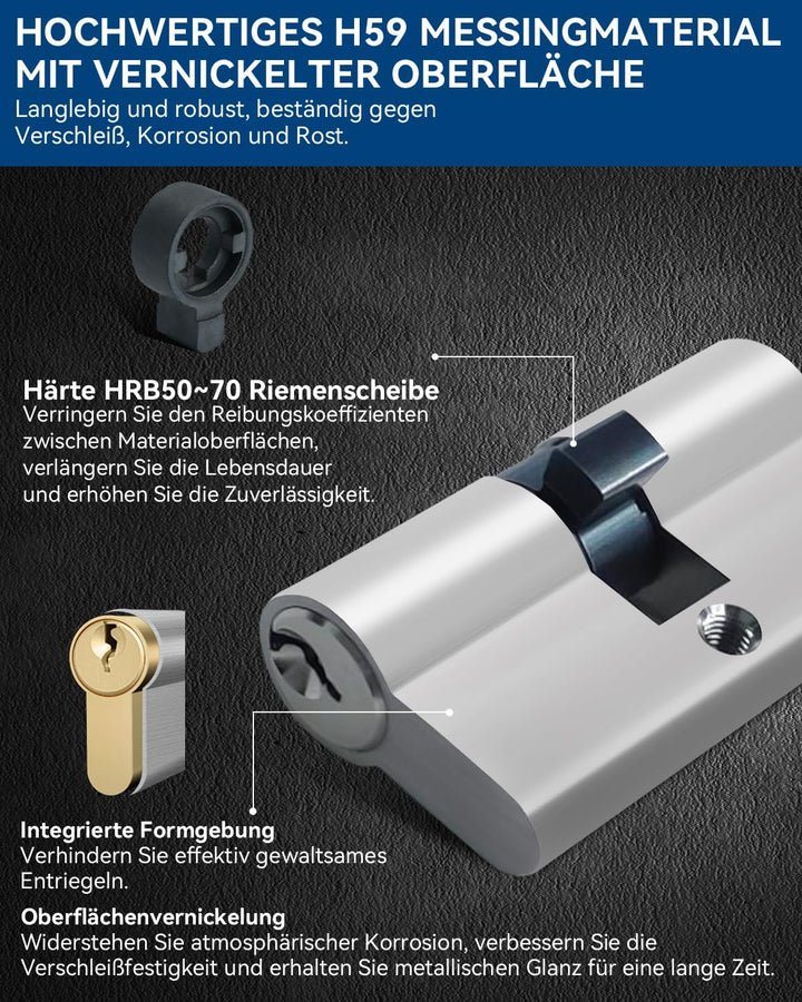 AceMining Schliesszylinder, 30/30mm Zylinderschloss mit 3 Schlüssel 2 Pack, 60mm Türzylinder, Schlie