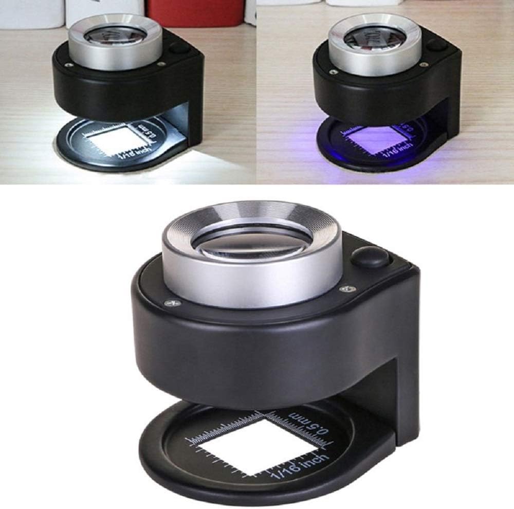 Bysameyee 30X Beleuchtete Lupe Juwelier Lupe, 6 Lichter Desktop Metall Tragbare Faltwaage Augenschla