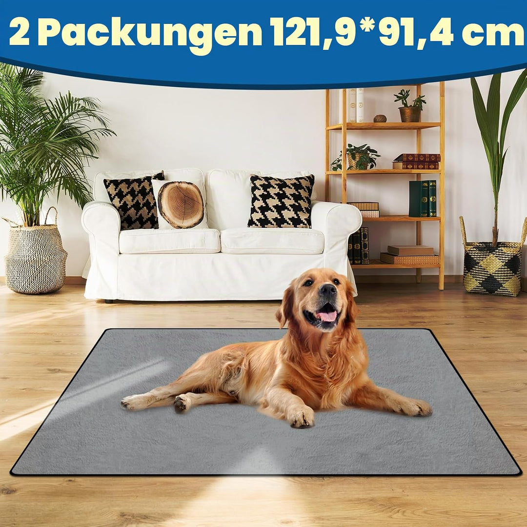 Waschbare Urinierunterlagen für Hunde: 91x 122 cm-Grau-2 Packungen Dicke-Wiederverwendbare Welpenunt
