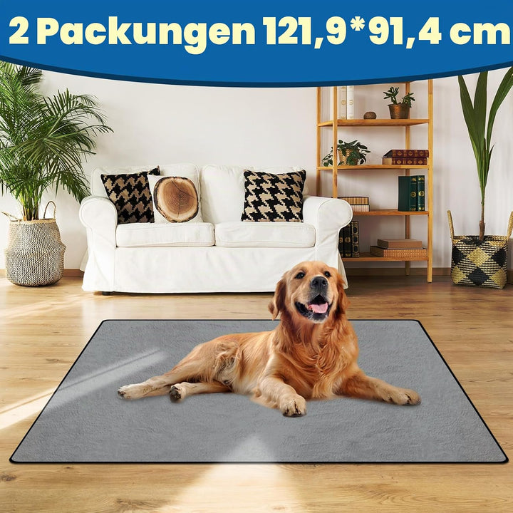 Waschbare Urinierunterlagen für Hunde: 91x 122 cm-Grau-2 Packungen Dicke-Wiederverwendbare Welpenunt
