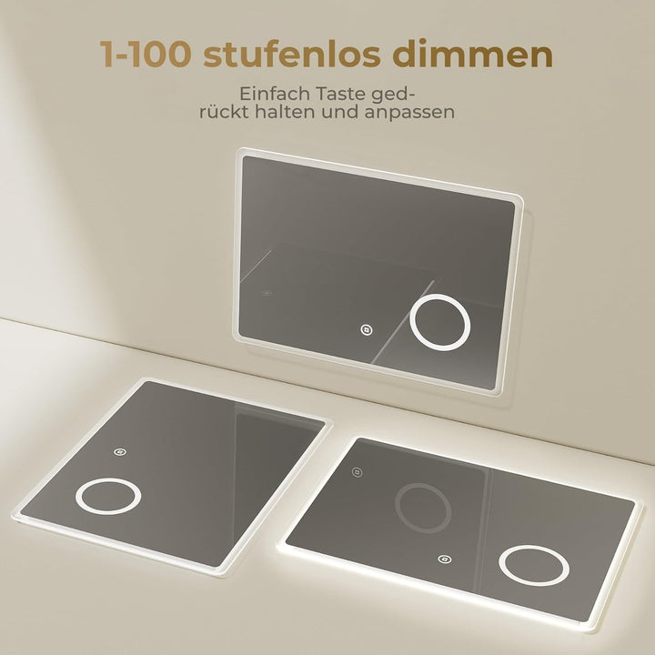 Heilmetz Badezimmerspiegel mit Beleuchtung 80x60 cm LED Badspiegel 3 Lichtfarbe Warmweiss/Neutral/Ka