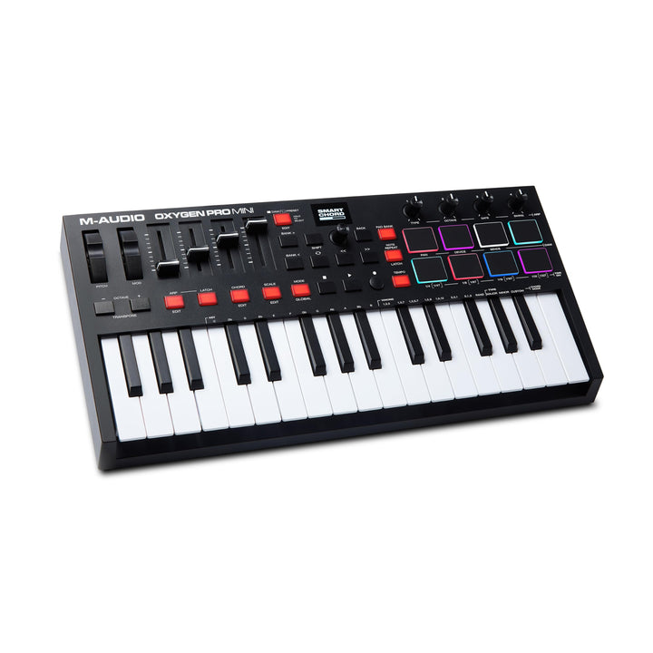 M-Audio Oxygen Pro Mini – 32-Tasten USB MIDI Keyboard Controller mit Beat Pads, MIDI-zuweisbaren Reg