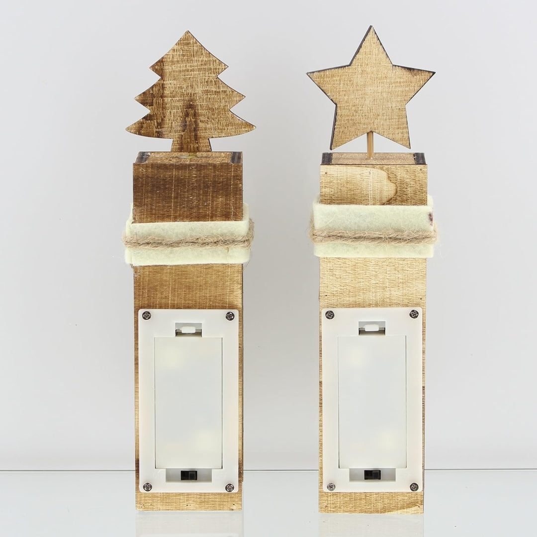 FRANK FLECHTWAREN Dekosäule, LED-Säule Rentier, im 2er Set, Weihnachten, Advent, Winter