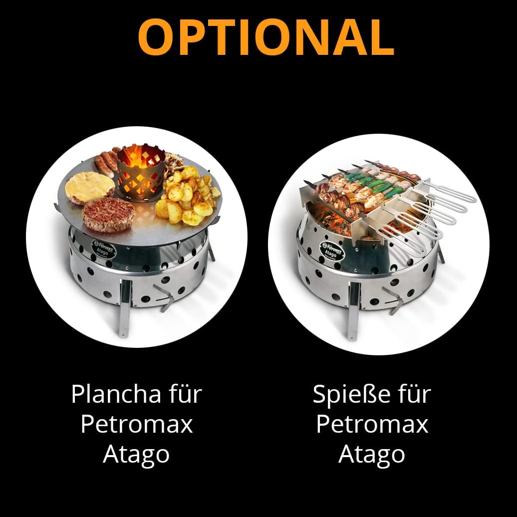 Terma Grillspiess geeignet für Petromax Atago & BBQ-Toro DOKING Made in Germany, plancha Platte, feu