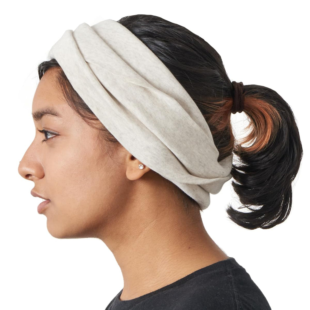 CHARM Bio Baumwolle Stirnband Halstuch - Loop Schal Schlauchtuch Maskenschal Creme, Creme