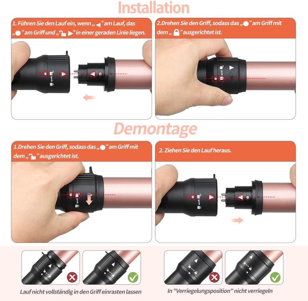 Lockenstäb 5 in 1, Haglater Keramik Lockeneisen mit Multifunktion Lockenbürste, Lockenstabe mit Vers