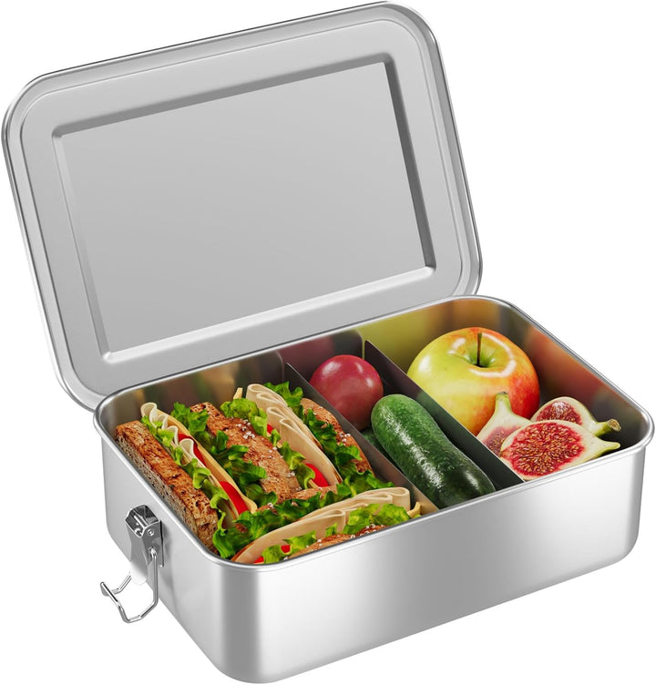 WELLGRO Edelstahl Dosen eckig - 550ml 850ml 1400ml 2400ml auslaufsicher Metall Brotdose Lunchbox, Ka