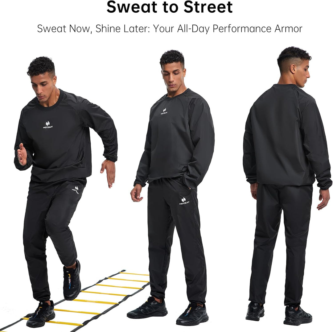 HOTSUIT Schwitzbekleidung für Herren, Saunaanzug, Sauna, Fitnessstudio, Sauna Schwarz S