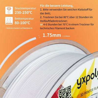 Nylon 3D Drucker-Filament 1,75 mm 1-kg-Spule PA6 Filament 3D-Drucker-Engineering-Filament, Hohe Abri