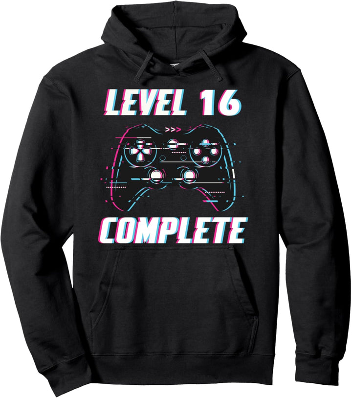 Level 16 Complete 16. Geburtstag Gamer Birthday Pullover Hoodie