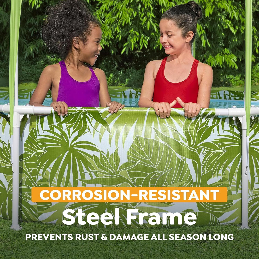 Bestway Steel Pro UV Careful Frame Pool, 244 x 51 cm, Splash-in-Shade, mit Sonnenschutzdach, ohne Pu