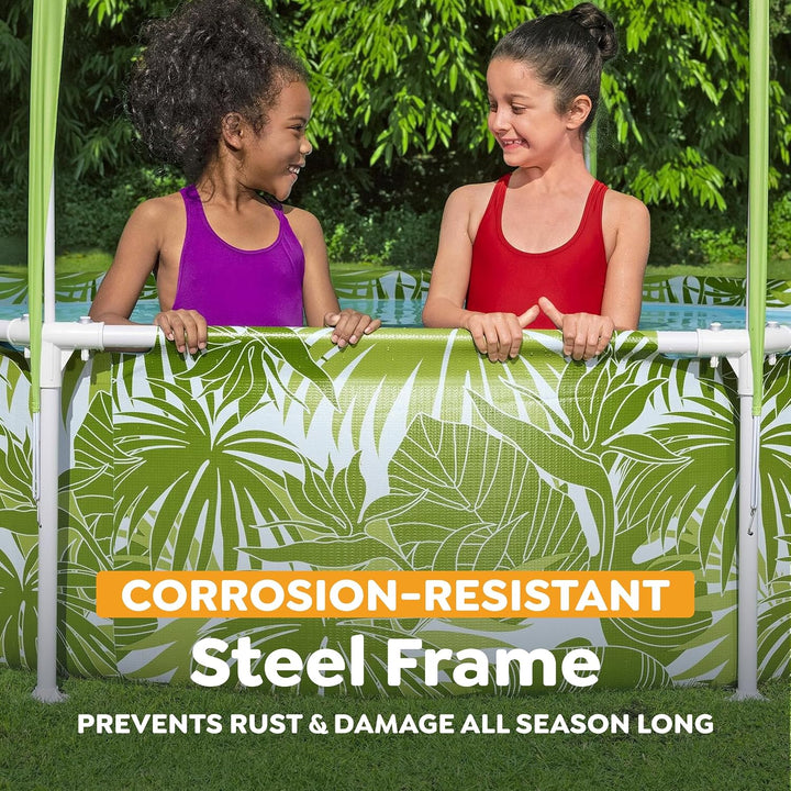 Bestway Steel Pro UV Careful Frame Pool, 244 x 51 cm, Splash-in-Shade, mit Sonnenschutzdach, ohne Pu