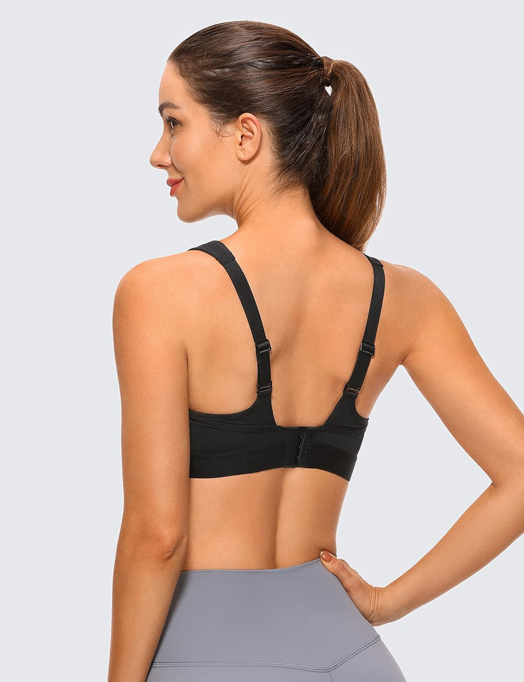 SYROKAN Damen Sport BH Starker Halt Verstellbar Träger Gekreuzt Rücken Ohne Bügel Lauf Fitness Yoga