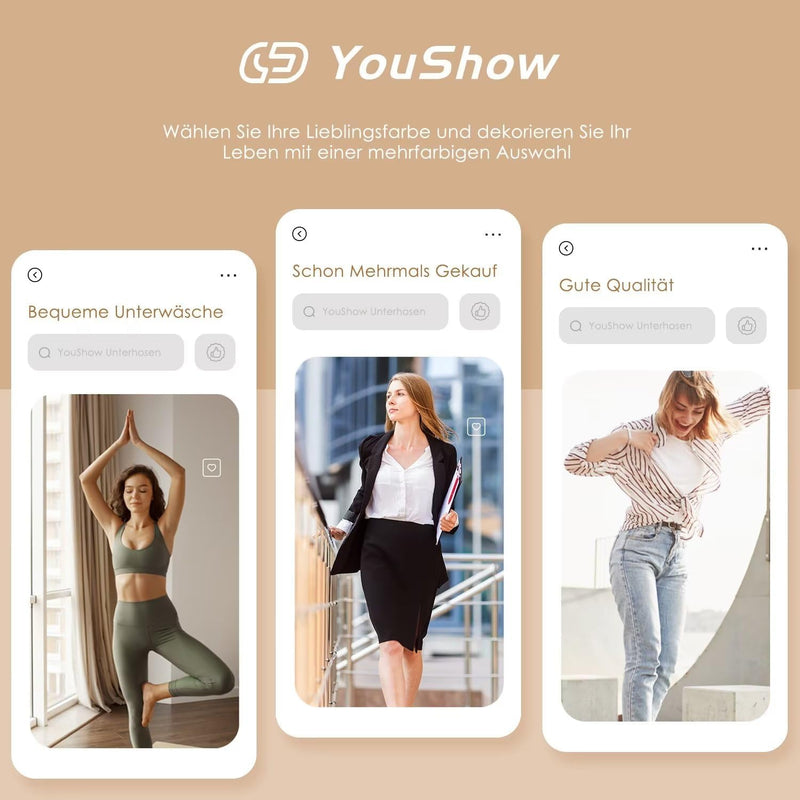 YouShow Unterhosen Damen 5er Pack Baumwolle Hohe Taille Unterwäsche Slip Stretchanteil S 3xschwarz +