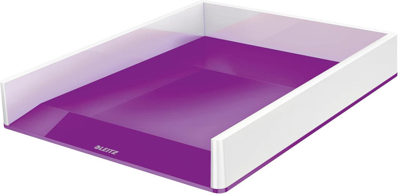 Leitz Briefkorb A4, 4er Pack, Zweifarbiges Design, Weiss/Violett, Duo Colour, WOW, 53611062 Weiss /