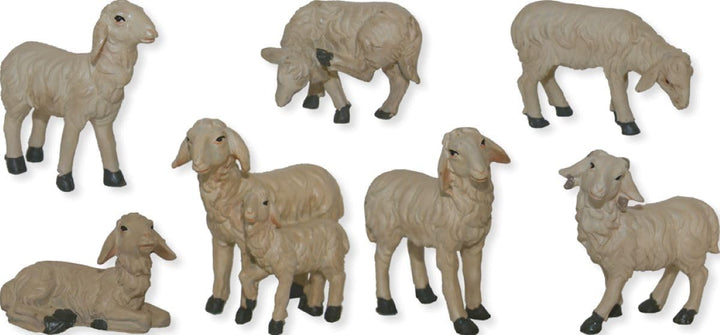 FADEDA 7X Schafe/Höhe:7 cm/handbemalt/detailgetreue Krippen Figuren - Weihnachten Tisch Dekoration K