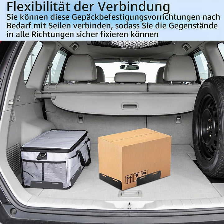 elthmpr Auto Kofferraum Organizer Klett - 4 Stück Gepäckfixierung Kofferraum Klett Fixierung, Koffer