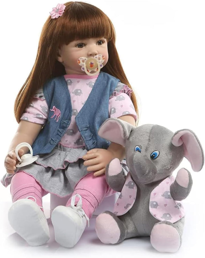 ZIYIUI Reborn Puppen Kleinkind 24 Zoll 60cm Weiches Vinylsilikon Lebensecht Baby Puppe Handgemacht B