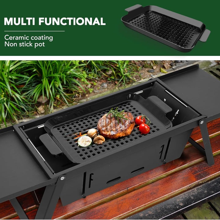 E EASTSTORM Camping Klappgrill Edelstahl– Tragbarer Kleiner Holzkohlegrill mit 4-stufiger Hitze, kla