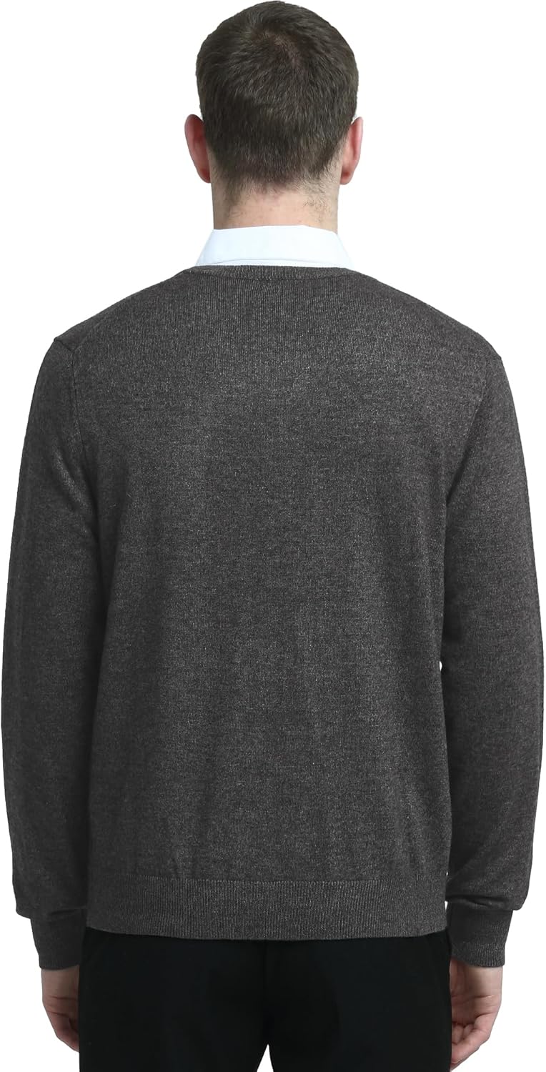 Kallspin Herren Strickpullover aus Wollmischung V-Ausschnitt Langarm Comfort Fit Pullover XL Grau, X
