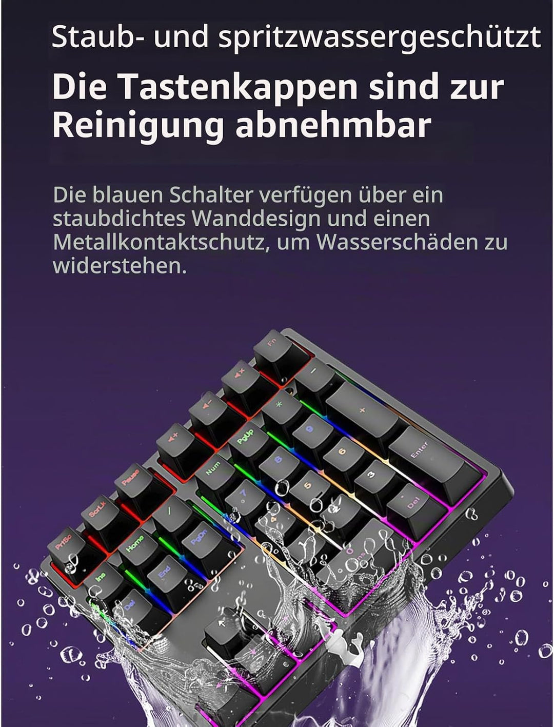 Zunate Mechanischer Nummernblock, 34 Tasten, Kabelgebundener USB-C-Ziffernblock, RGB-Hintergrundbele