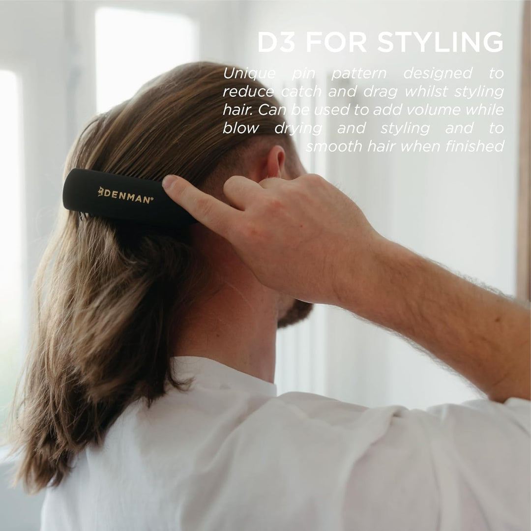 Jack Dean by Denman Curly Hair Brush D3 (All Black) 7 Row Styling Brush for Detangling, Separating,