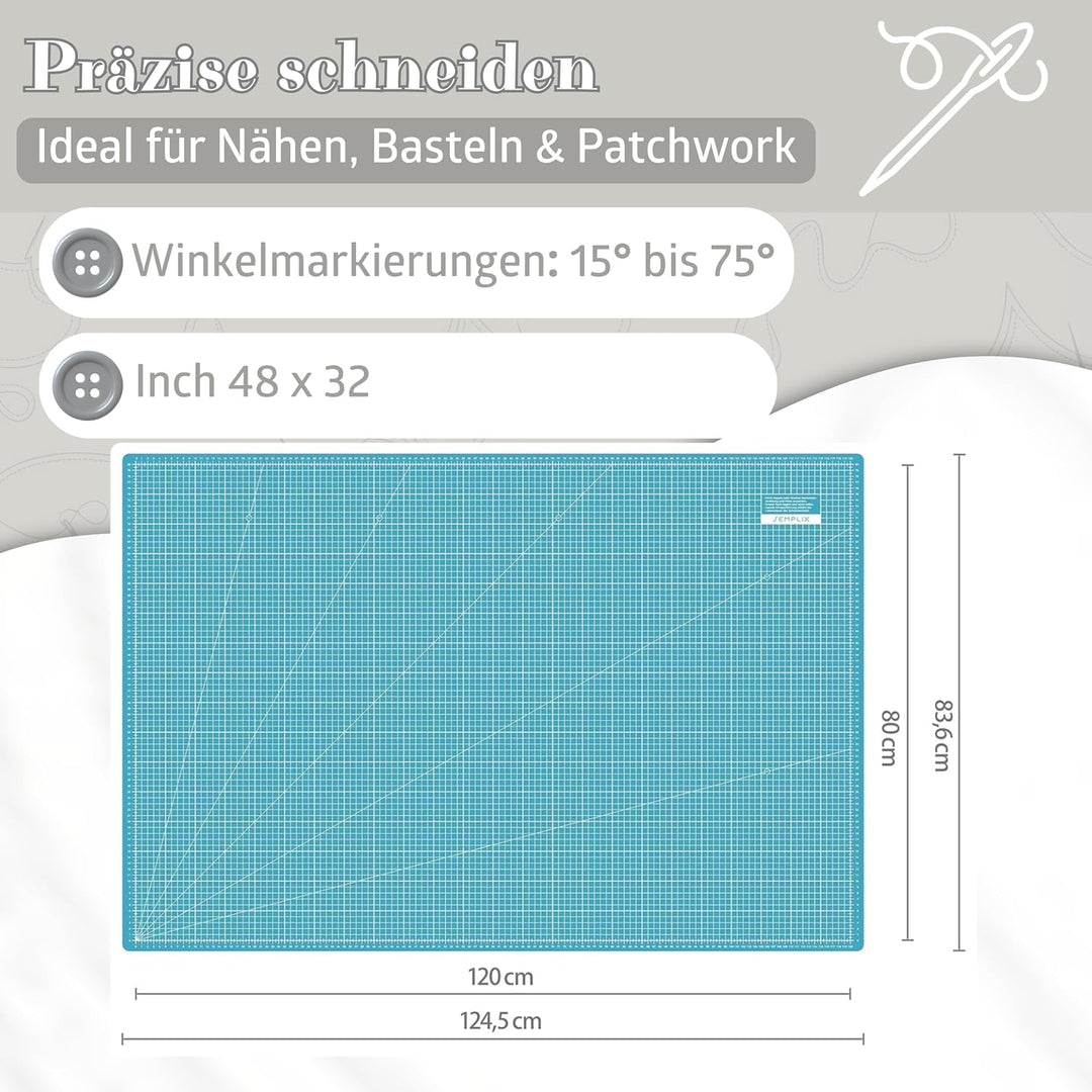 SEMPLIX Selbstheilende Schneidematte A0 in Grün, Rosa, Grau, Türkis, Lila. Ideal fürs Basteln, Nähen