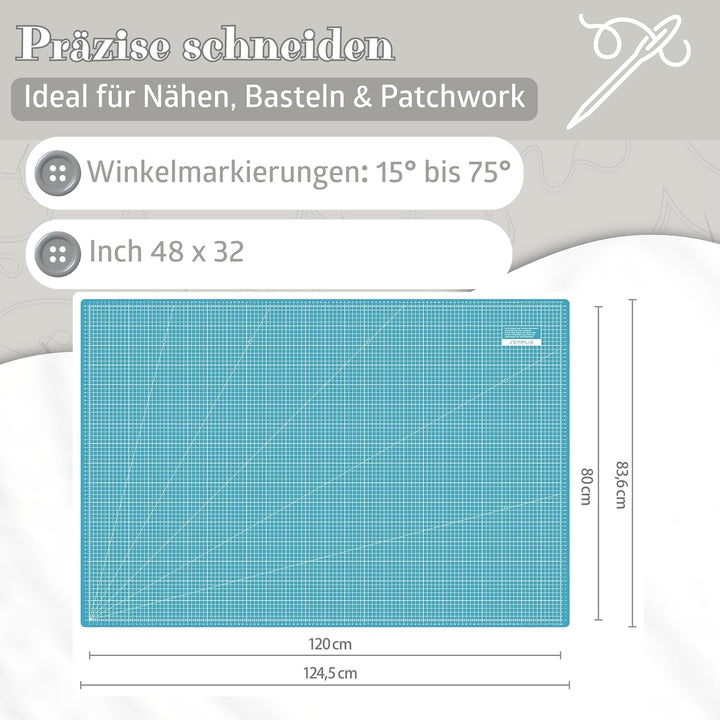 SEMPLIX Selbstheilende Schneidematte A0 in Grün, Rosa, Grau, Türkis, Lila. Ideal fürs Basteln, Nähen
