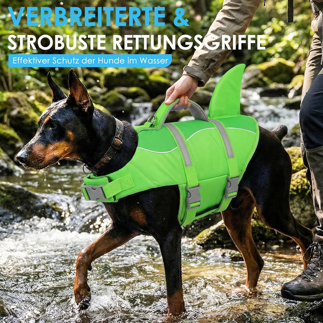 AOFITEE Schwimmweste Hund XS, Verstellbar Hundeschwimmweste Hai, Hoher Auftrieb Klein Hunde Schwimmw