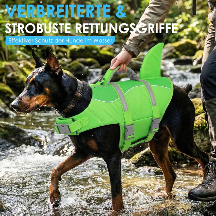 AOFITEE Schwimmweste Hund XS, Verstellbar Hundeschwimmweste Hai, Hoher Auftrieb Klein Hunde Schwimmw