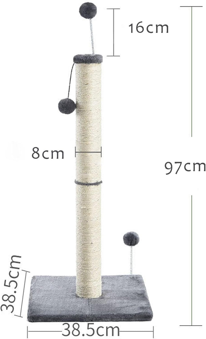 Kratzsäule für Katzen,Kratzbaum für Katzen 97cm Kratzsäule XXL Natural Sisal Seil Pole mit hängendem