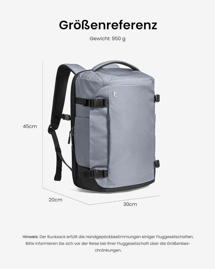 tomtoc 28L Reiserucksack, TSA-freundlicher Handgepäck Rucksack, Wasserdichter Easyjet Rucksack Handg
