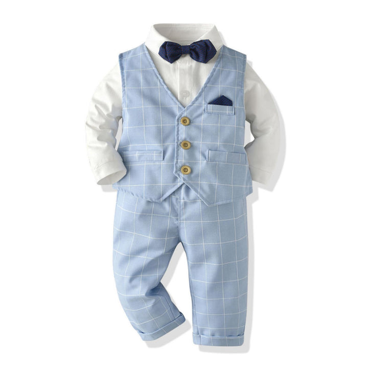 Volunboy Baby Anzug Jungen Anzugweste Hemd mit Fliege für Festlich Hochzeit Bekleidung Set 4tlg 18-2