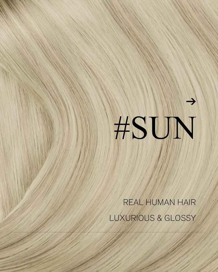 YoungSee Echthaar Tressen zum Einnähen Blond 35cm Tressen Echthaar Aschblond Ombre Blond Haartressen