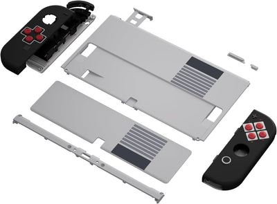 eXtremeRate Full Hülle für Nintendo Switch OLED, DIY-Ersatz Konsole case & Kickstand, NS Joycon Gehä