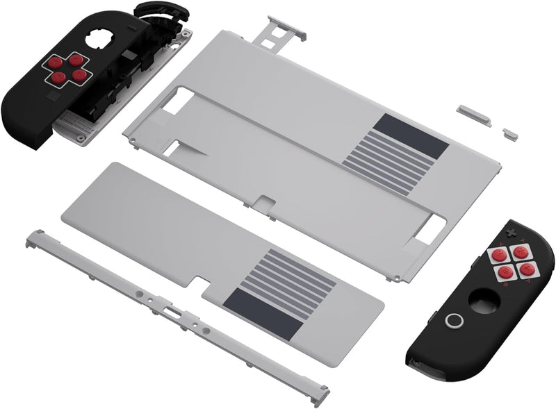 eXtremeRate Full Hülle für Nintendo Switch OLED, DIY-Ersatz Konsole case & Kickstand, NS Joycon Gehä