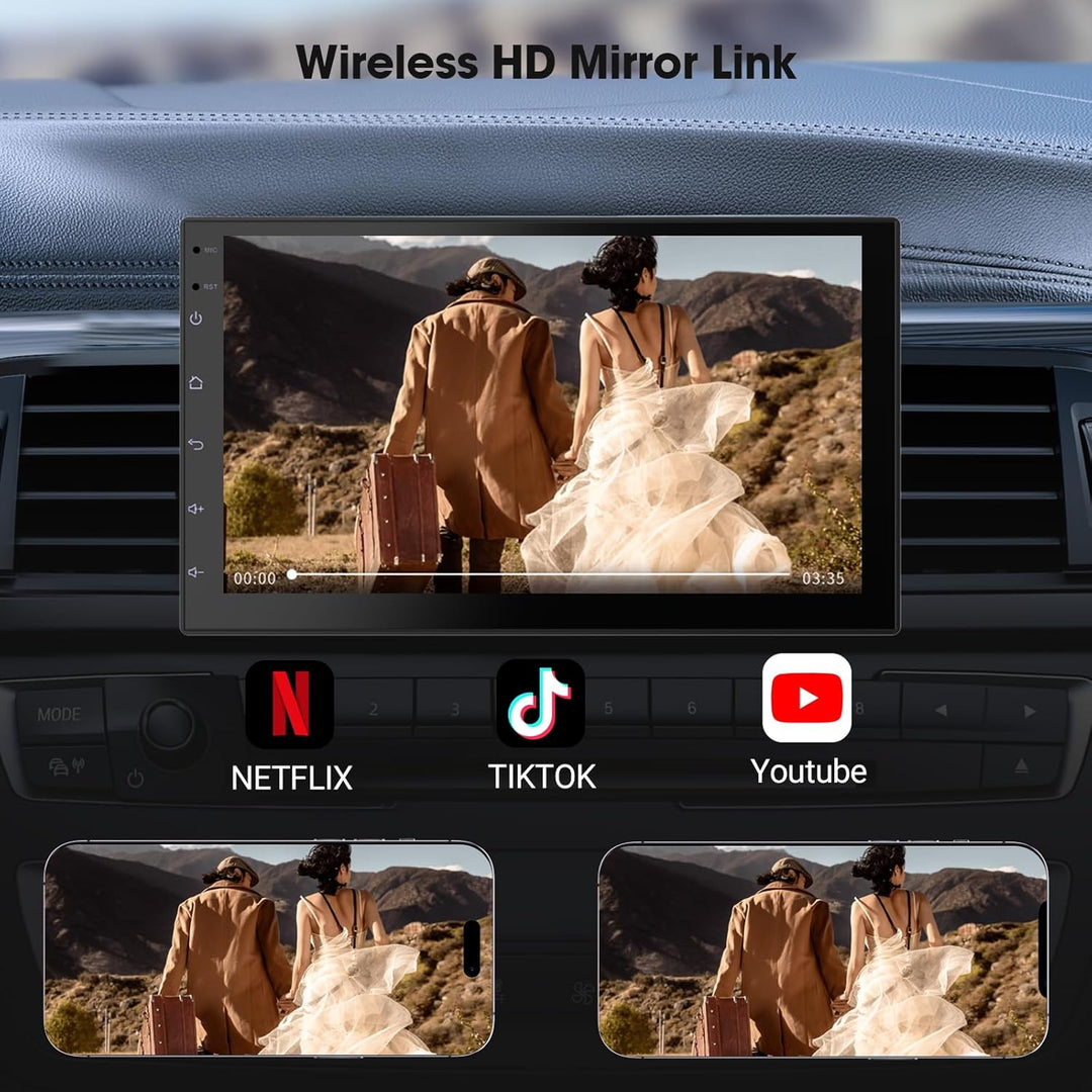7 Zoll 2 Din Radio Android mit Wireless CarPlay & Wireless Android Auto,Auto Radio Touch Display mit