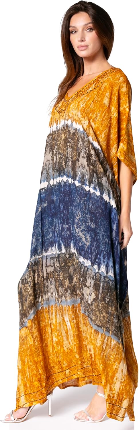 Sakkas Catia Damen Boho Lässig Lang Maxi Caftan Kleid Kaftan Vertuschung LougeWear Einheitsgrösse 18