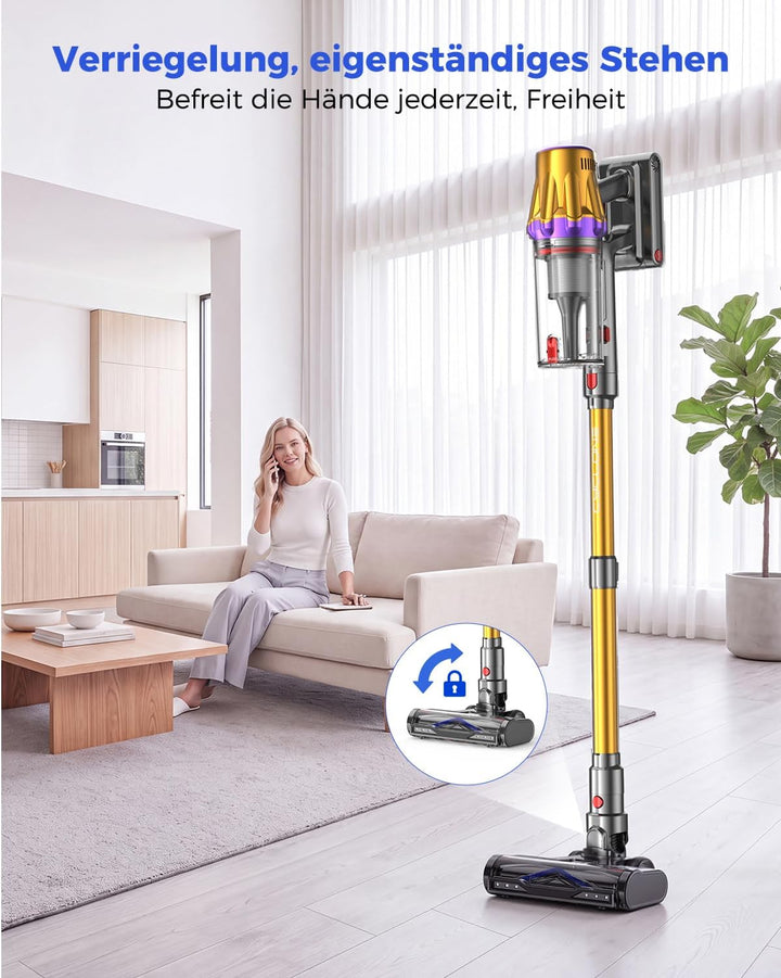 aonus Akku Staubsauger 60000Pa 650W, 80 Min Laufzeit Staubsauger Kabellos | 8x3000mAh Akkusauger Sel